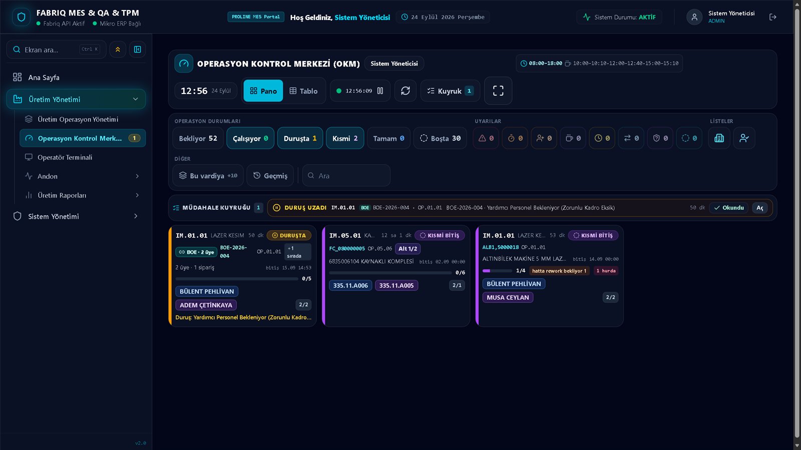Operasyon Kontrol Merkezi panosu